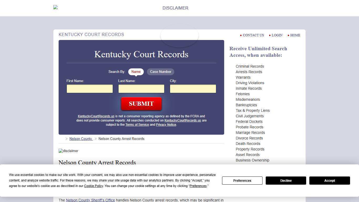 Nelson County Arrest Records | KentuckyCourtRecords.us